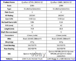 HOBBYWING QuicRun 150A G2 Brushless ESC 4274 4268 Brushless Motor for 1/8 RC Car