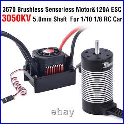 Rocket 3670 Waterproof Brushless Sensorless Motor with120A ESC for 1/8 1/10 RC Car
